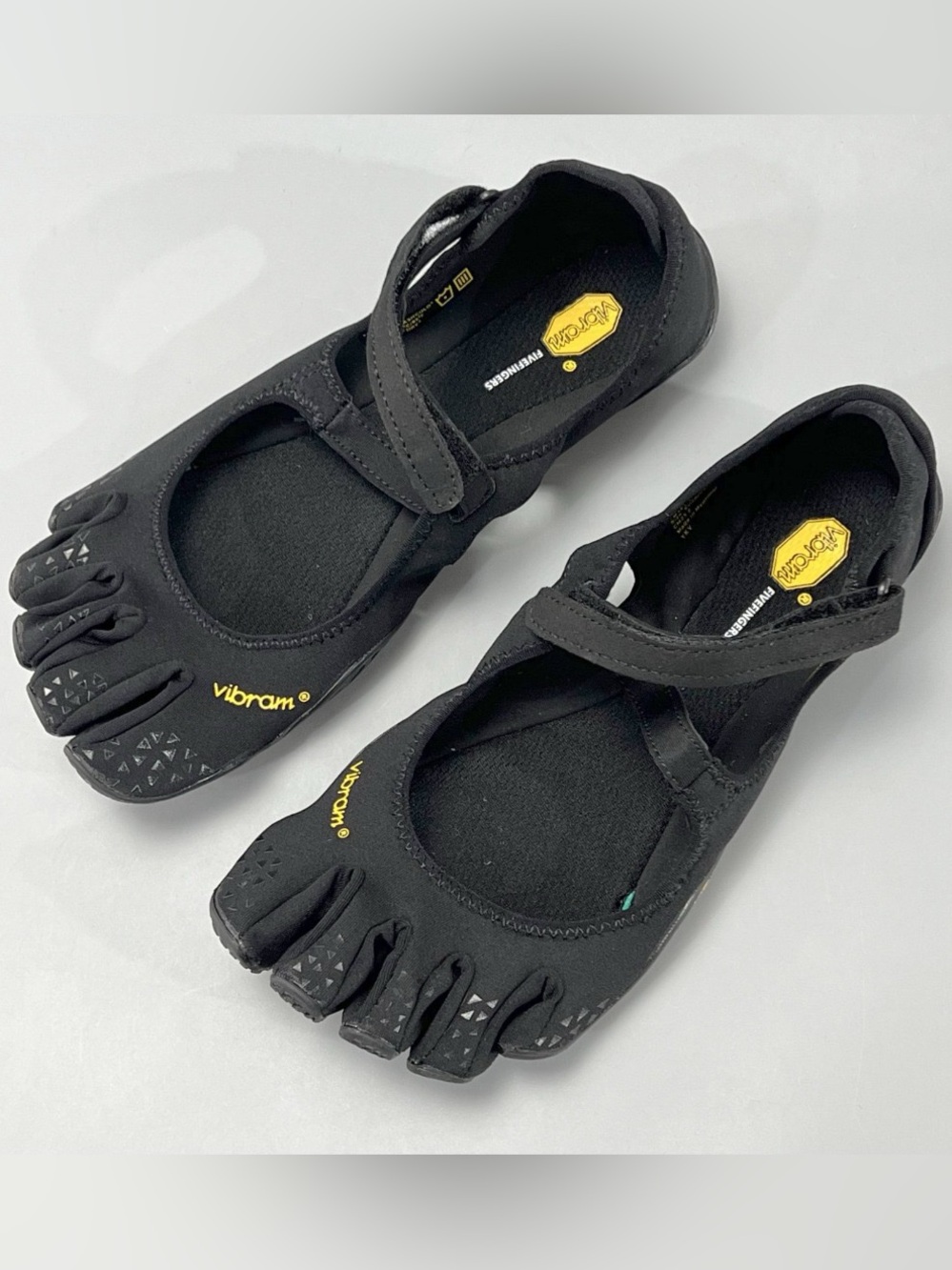 Vibram Black Mary Jane-Style Adjustable Strap Flats